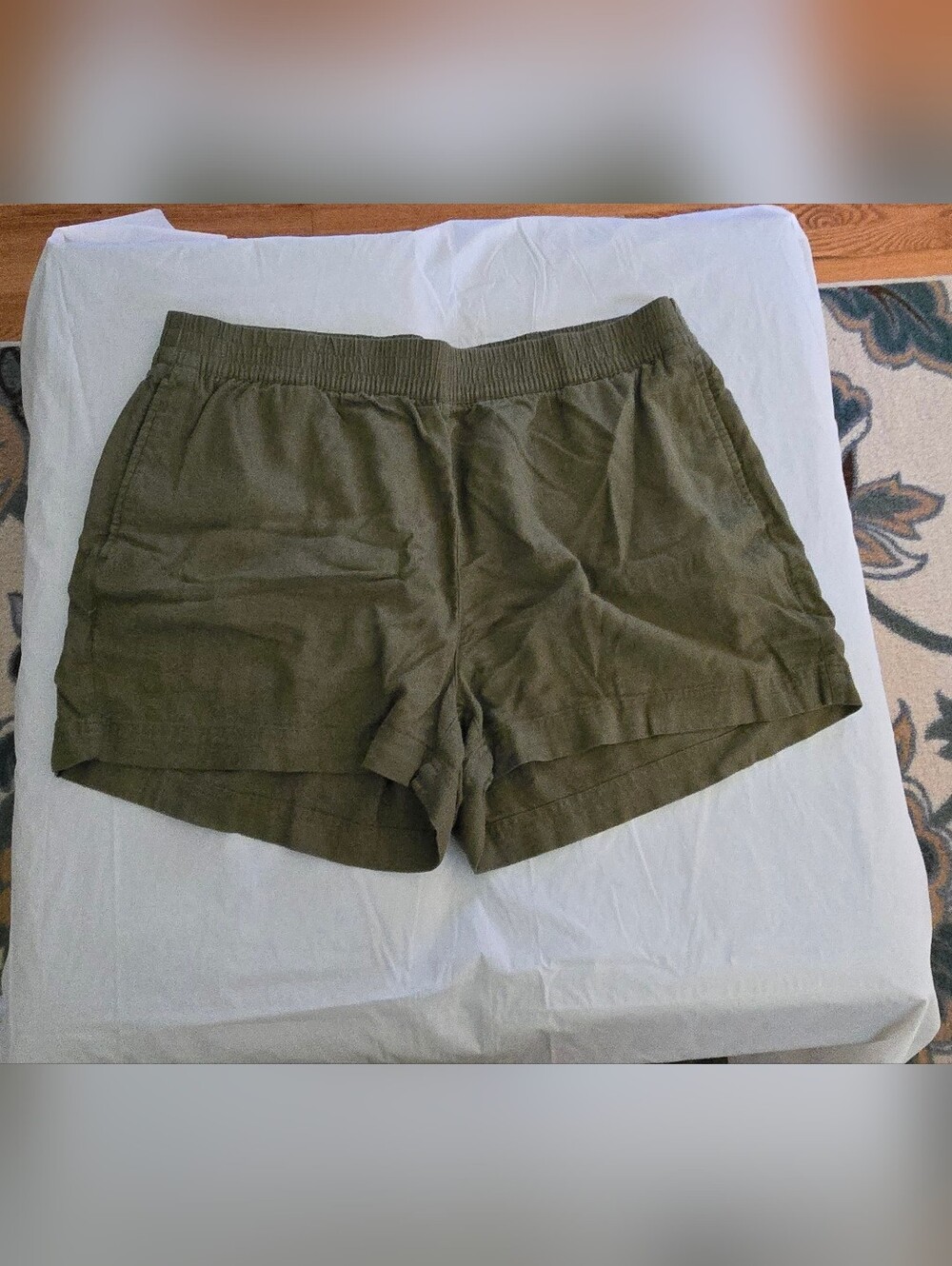 Old Navy Olive Green Elastic-Waist Linen Blend Casual Shorts